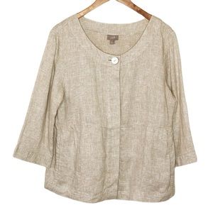 J. Jill Tan Metallic Linen Jacket Size Large